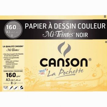 Set of 8 A3 black 160gsm pastel paper sheets