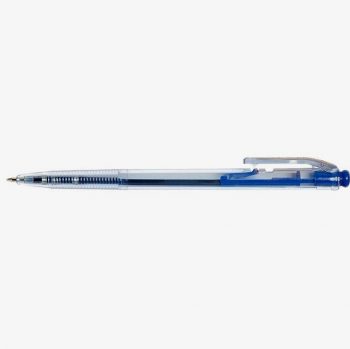Stylo corps transparent rétractable bleu