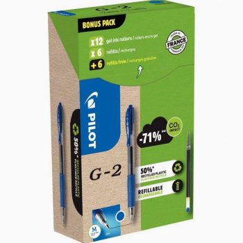 Greenpack 12 stylos + 12 recharges G2 bleues