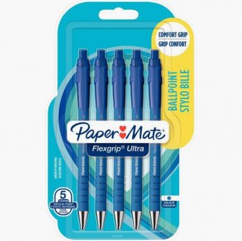 Blister de 5 stylos billes bleu Flexgrip