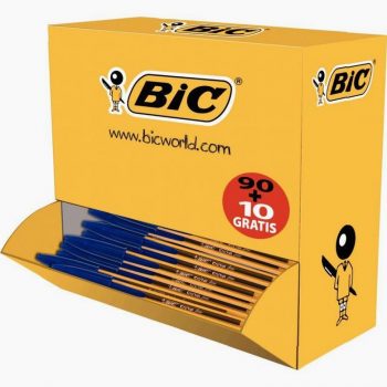 Set of 100 Bic Cristal Fine Tip Blue Ballpoint Pens with 10 Bonus Pens