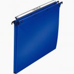 Set of 10 blue polypropylene hanging folders with 15 mm spine for drawers