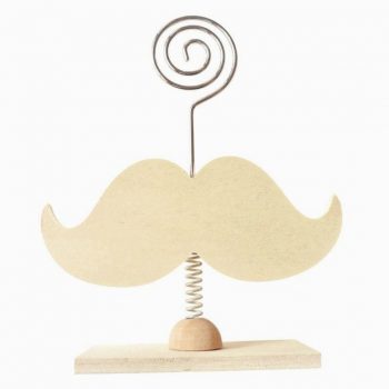 Lot de 6 porte-photos en bois forme moustache