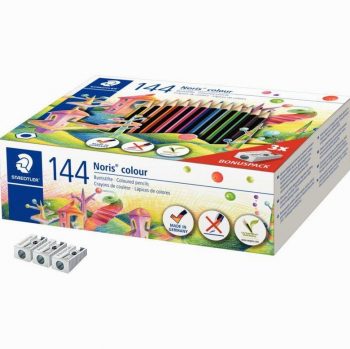 Refill set: 144 Noris colored pencils including 12 bonus pencils and 3 complimentary sharpeners