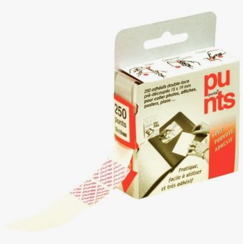 Boîte de 250 pastilles adhésives double-face pré-découpées PUNTS