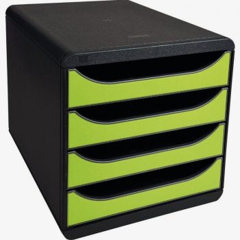 A4+ Filing Cabinet with 4 Drawers, BIG BOX, Black/Anise Green