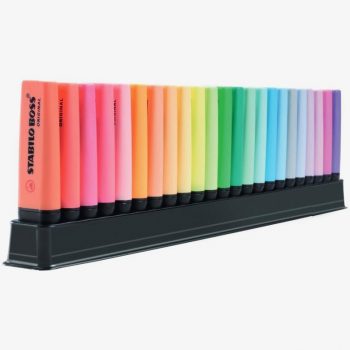 Set de 23 surligneurs BOSS Original by Snooze One, pointe biseau 2-5 mm, coul. assorties