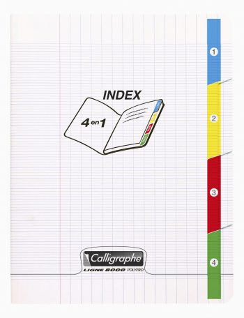 Cahier 4 Index, 17x22 cm, seyes, 70 pages, 90gr Clairefontaine