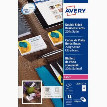 Boite de 100 cartes de visite 85x54mm 220g blanc satiné