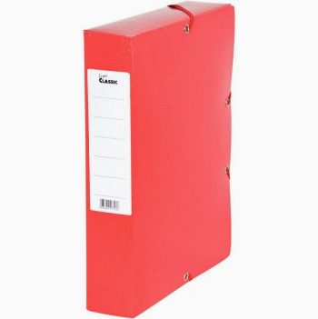Boîte de classement en carte grainée, dos de 60 mm, coloris rouge