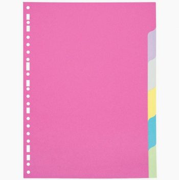 Set of 6 neutral tab index dividers, 170g file card, size 21x29.7 cm
