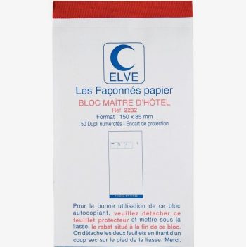 Lot de 10 blocs maître d'hôtel format 15 x 8,5 cm dupli