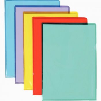 Sachet de 50 pochettes coin en PVC lisse, couleurs assorties