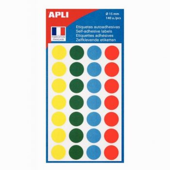 Set of 140 assorted color 15mm round adhesive dots