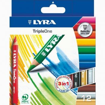Pack of 12 Triple One 6.25mm assorted color pencils in cardboard box