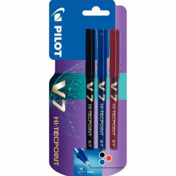 3 rollers V7 Hi-Tecpoint pointe moyenne 0,7mm coloris assortis Pilot