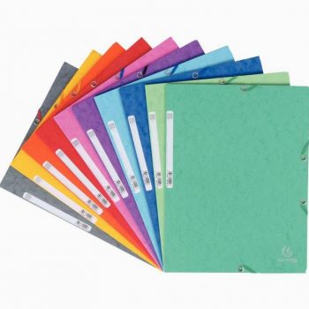 Paquet de 10 chemises 3 rabats à élastiques en carte lustrée 5/10ème 400g format 24x32 cm coloris assortis