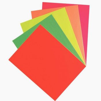 Set of 50 Neon Poster Sheets, 90 gsm, Size 29.7x42cm, 5 Mixed Colors: Green, Red, Yellow, Pink, Orange