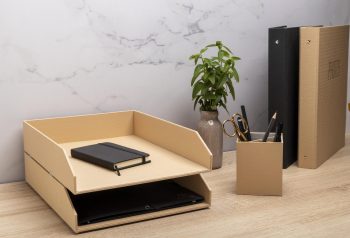 Lot de 2 corbeilles à courrier OfficeByMe Beige