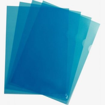 Set of 100 textured polypropylene corner pockets, A4 size, blue color
