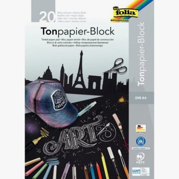 Bloc de 20 feuilles de papier couleur 21x29,7 cm 130 g noir