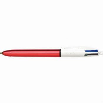 Stylo bille 4 couleurs shine rouge