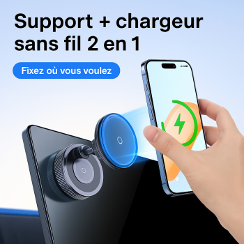 Support + chargeur sans fil 2 en 1