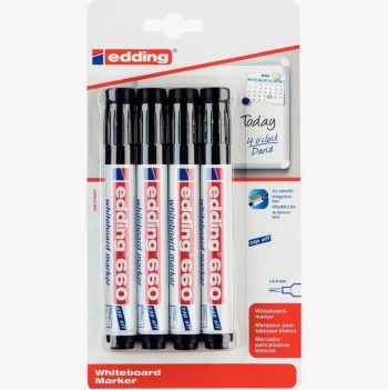 Blister de 4 marqueurs tableau 660 noir