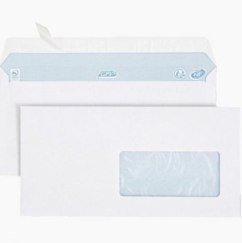 Boîte de 500 enveloppes blanches DL 110x220 80g/m² fenêtre 45x100 bande de protection