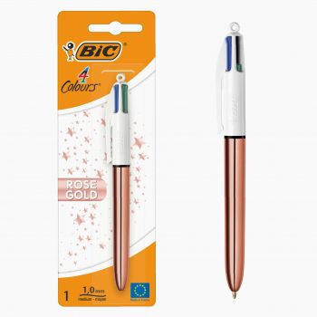 Blister de stylo à bille 4 couleurs rose gold