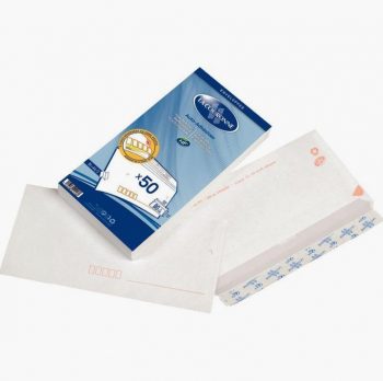 Paquet de 50 enveloppes blanches précasées DL 110x220 80g/m² bande de protection