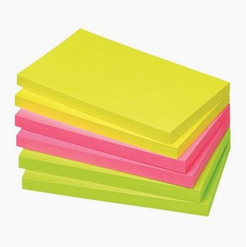 Lot de 6 blocs de notes repositionnables de 80 feuilles 75 x 125 mm couleurs vives assorties