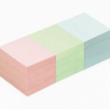 Lot de 12 blocs de notes repositionnables de 100 feuilles 40 x 50 mm couleurs pastels assorties