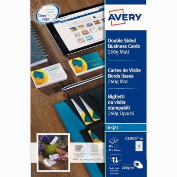Boite de 100 cartes de visite 85x54mm 260g blanc mat
