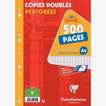 Pack of 500 sheets or 125 double-sided A4 notebooks, Seyès ruling, 90gsm