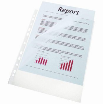 Pack of 100 polypropylene punched pockets with dual-side opening