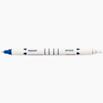 Dual-Tip Blue Ink Eraser and Rewriter with Chisel Edge