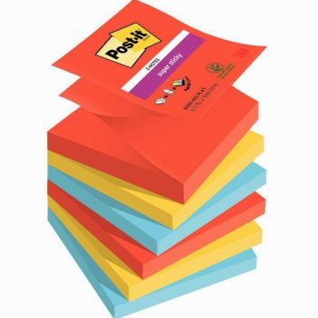 Set of 6 playful collection Z-notes sticky pads, 90 sheets each, 76x76mm