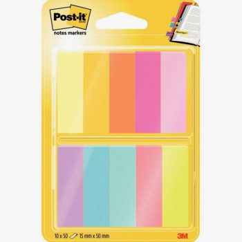 Pack of 10 dispensers each with 50 assorted colored sticky note page markers