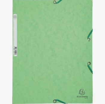 Glossy Cardboard Elastic Folder with 3 Flaps, 400g, Green