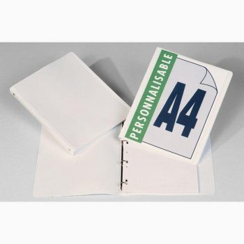 Classeur personnalisable en polypropylène format A4, dos 20 mm, blanc