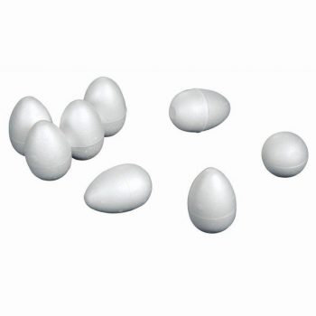 Lot de 25 oeufs en styropor blanc 4x6 cm