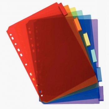 Jeu de 6 intercalaires à onglets personnalisables en polypropylène coloré format A4