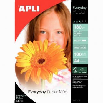 Pack of 100 Everyday Glossy Photo Paper Sheets APLI A4 180gsm