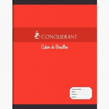 Set of 20 Conquerant Red Draft Exercise Books, 48 Sheets, 60gsm, 17 x 22 cm, Seyes Ruled