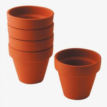 Set of 5 terracotta flower pots, 9 cm diameter