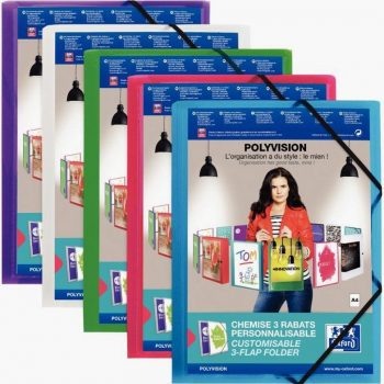 Customizable Folder with 3 Elastic Flaps, 24x32 cm, Assorted Colors