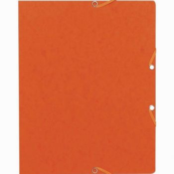 Set of 10 orange glossy card folders without flaps, with elastic bands