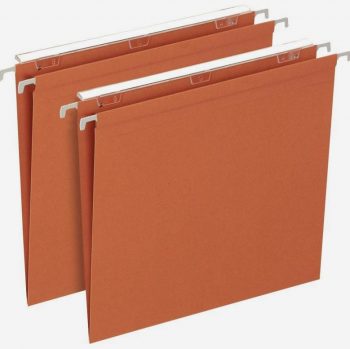 Pack of 25 hanging file folders for drawers, V-bottom