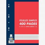 Sachet de 200 feuillets mobiles perforés (400 pages) format A4 séyès, papier blanc 70g